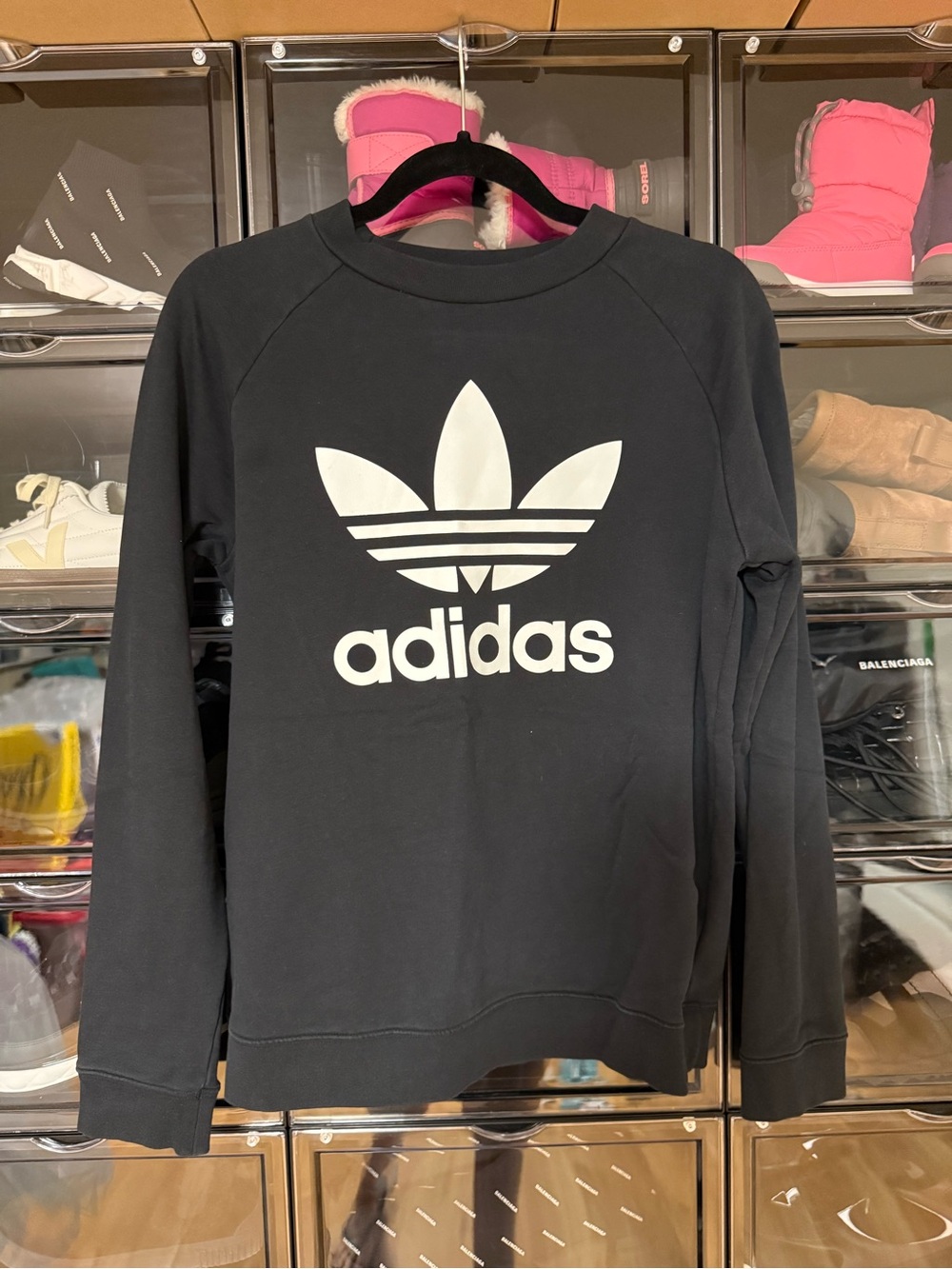 adidas Black Sweater with White Trefoil Logo